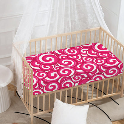 Pink Lollipop Candy Pattern Print Baby Crib Sheet