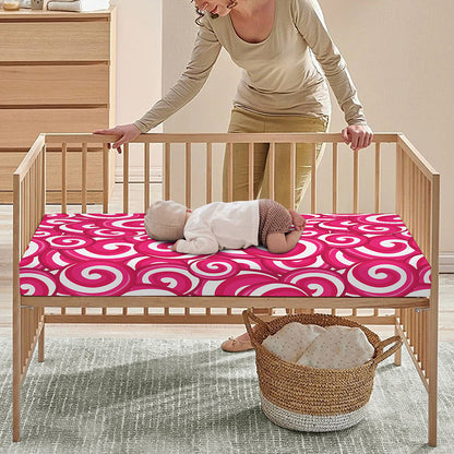Pink Lollipop Candy Pattern Print Baby Crib Sheet