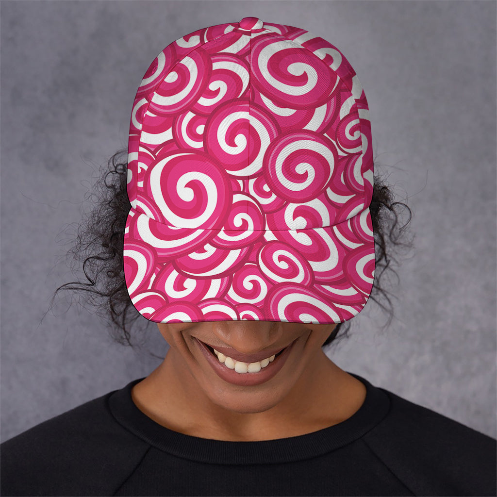 Pink Lollipop Candy Pattern Print Baseball Cap