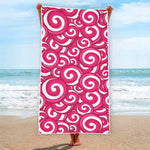 Pink Lollipop Candy Pattern Print Beach Towel