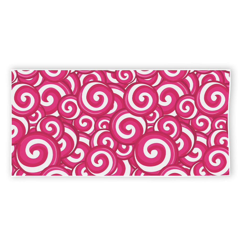 Pink Lollipop Candy Pattern Print Beach Towel