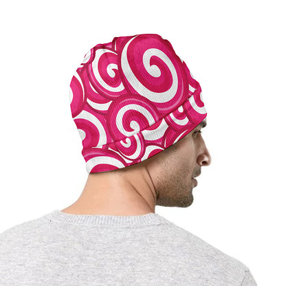 Pink Lollipop Candy Pattern Print Beanie