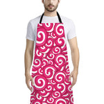 Pink Lollipop Candy Pattern Print Bib Apron With Pocket