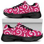 Pink Lollipop Candy Pattern Print Black Chunky Shoes