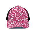 Pink Lollipop Candy Pattern Print Black Mesh Trucker Hat