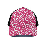 Pink Lollipop Candy Pattern Print Black Mesh Trucker Cap