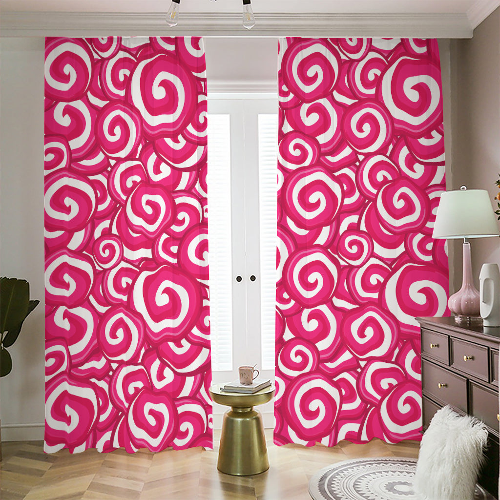 Pink Lollipop Candy Pattern Print Blackout Pencil Pleat Curtains