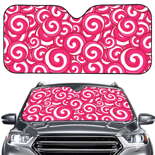 Pink Lollipop Candy Pattern Print Car Windshield Sun Shade
