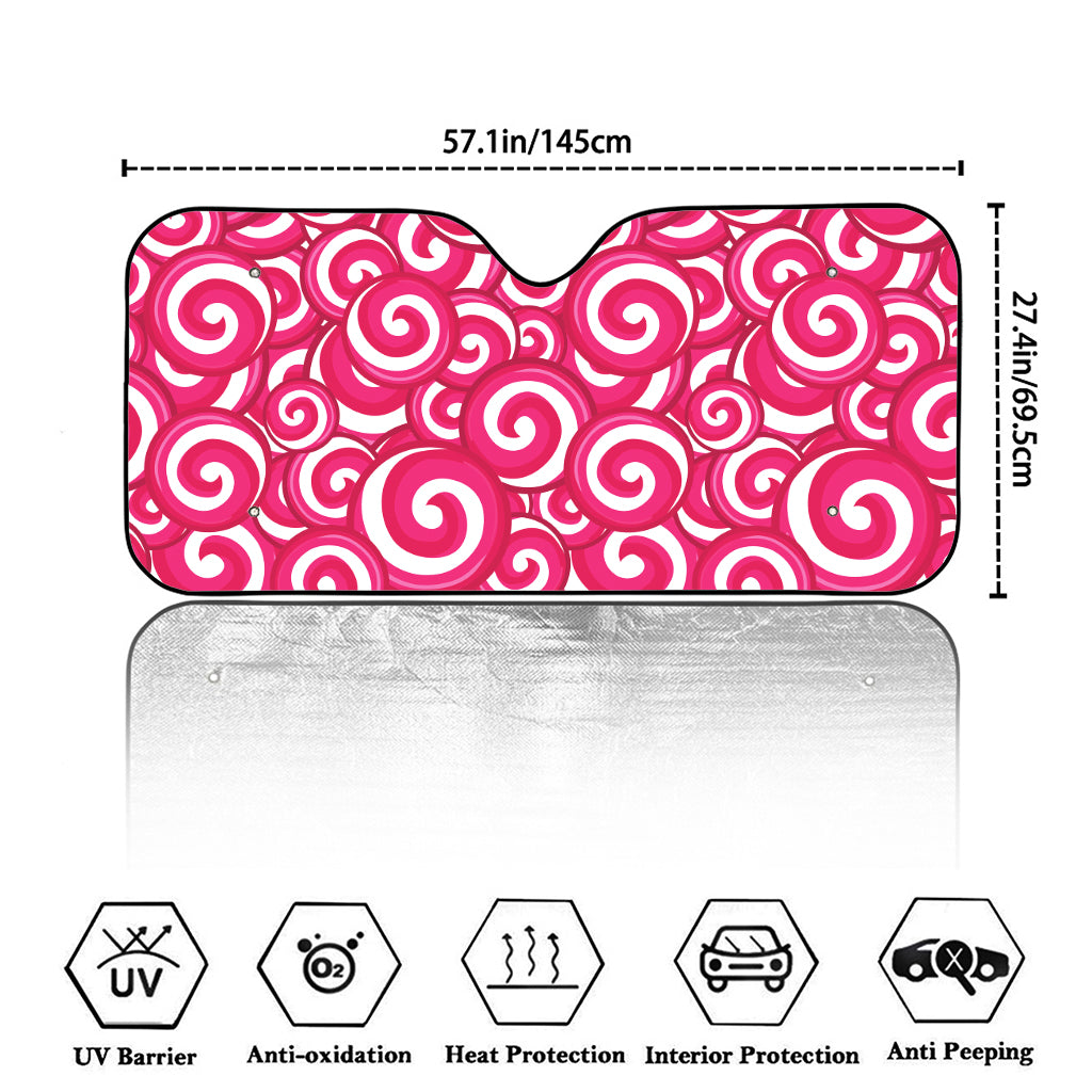 Pink Lollipop Candy Pattern Print Car Windshield Sun Shade