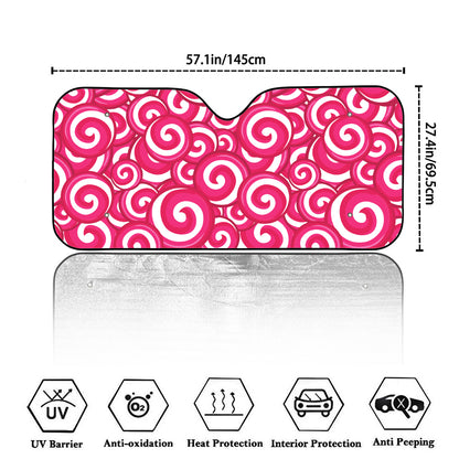 Pink Lollipop Candy Pattern Print Car Windshield Sun Shade