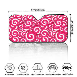 Pink Lollipop Candy Pattern Print Car Windshield Sun Shade