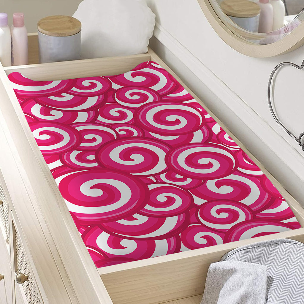Pink Lollipop Candy Pattern Print Changing Pad Cover