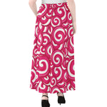 Pink Lollipop Candy Pattern Print Chiffon Maxi Skirt