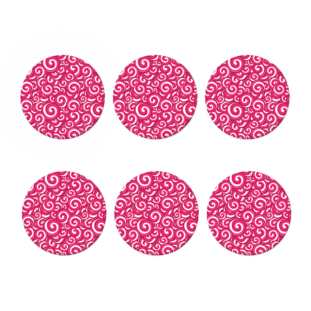 Pink Lollipop Candy Pattern Print Coaster Set
