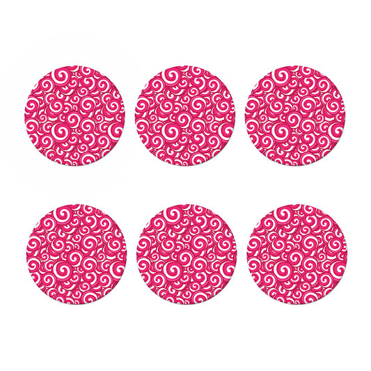Pink Lollipop Candy Pattern Print Coaster Set
