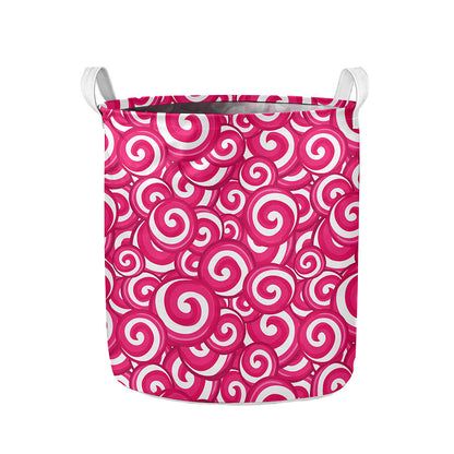 Pink Lollipop Candy Pattern Print Collapsible Laundry Basket