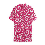Pink Lollipop Candy Pattern Print Cotton Hawaiian Shirt