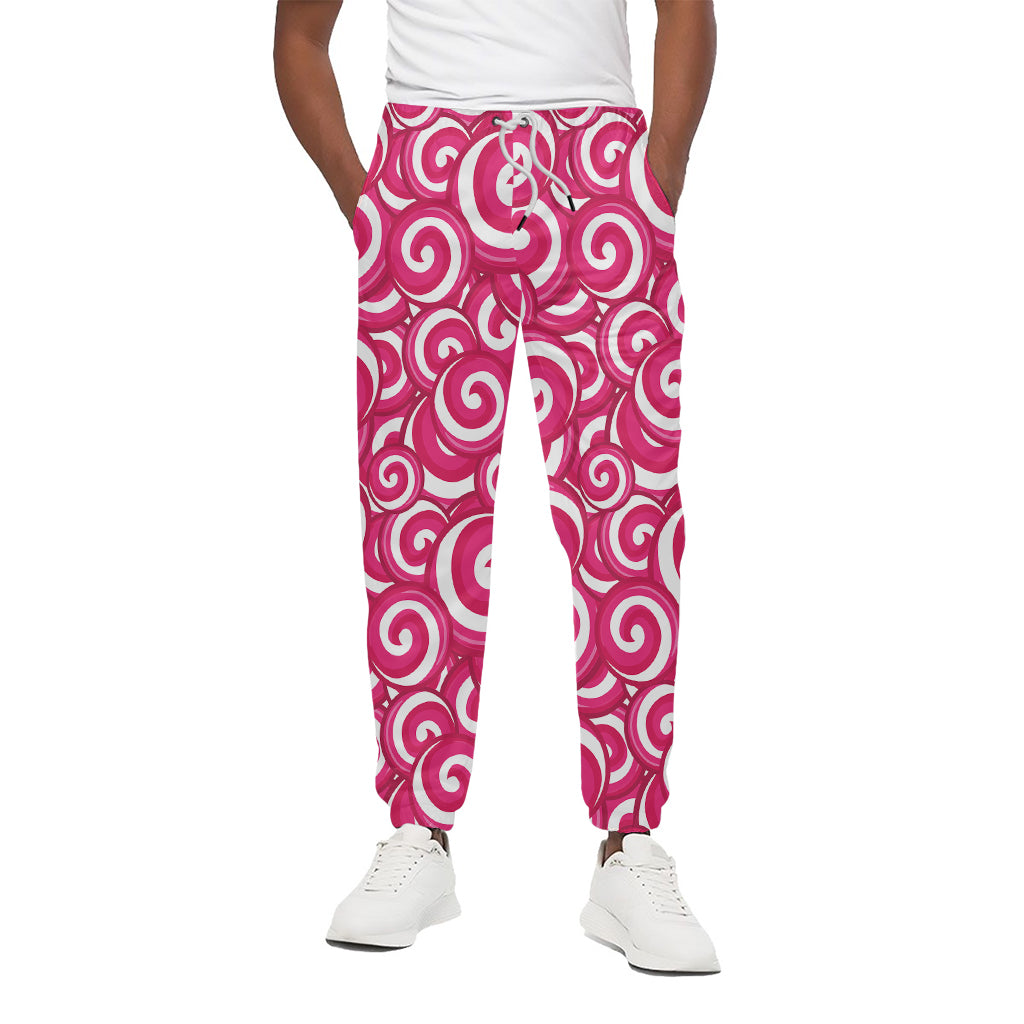 Pink Lollipop Candy Pattern Print Cotton Pants