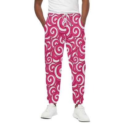 Pink Lollipop Candy Pattern Print Cotton Pants