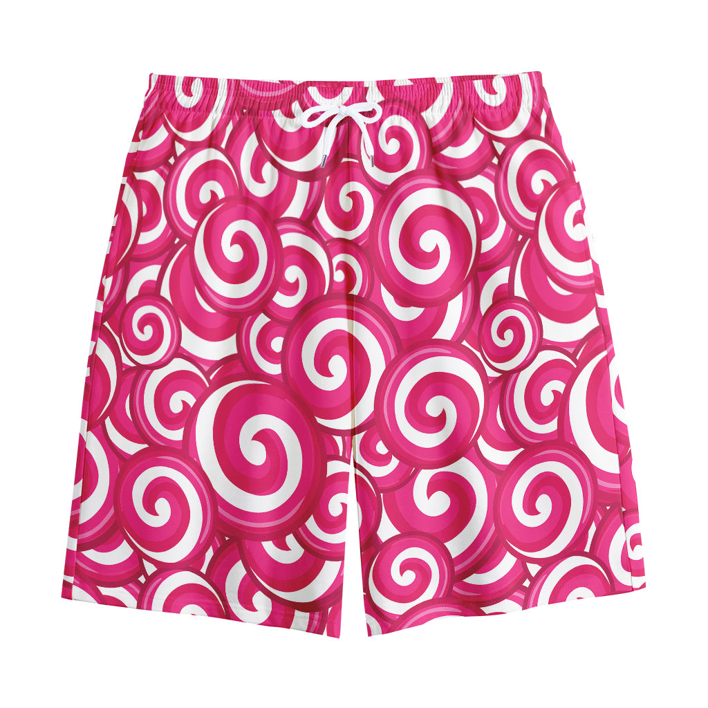 Pink Lollipop Candy Pattern Print Cotton Shorts