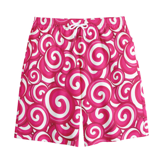 Pink Lollipop Candy Pattern Print Cotton Shorts
