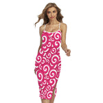 Pink Lollipop Candy Pattern Print Cross Back Cami Dress