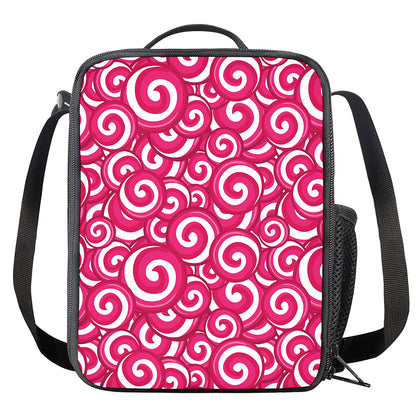 Pink Lollipop Candy Pattern Print Crossbody Lunch Bag