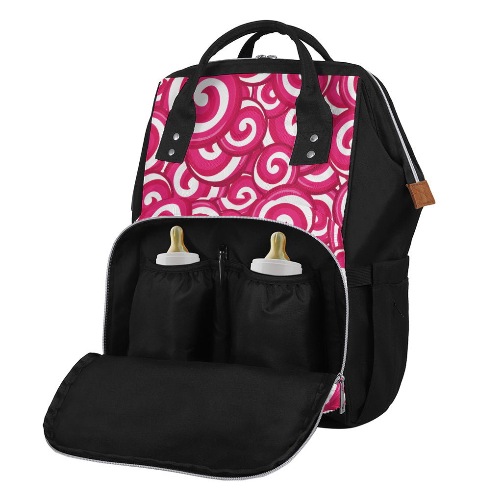 Pink Lollipop Candy Pattern Print Diaper Bag