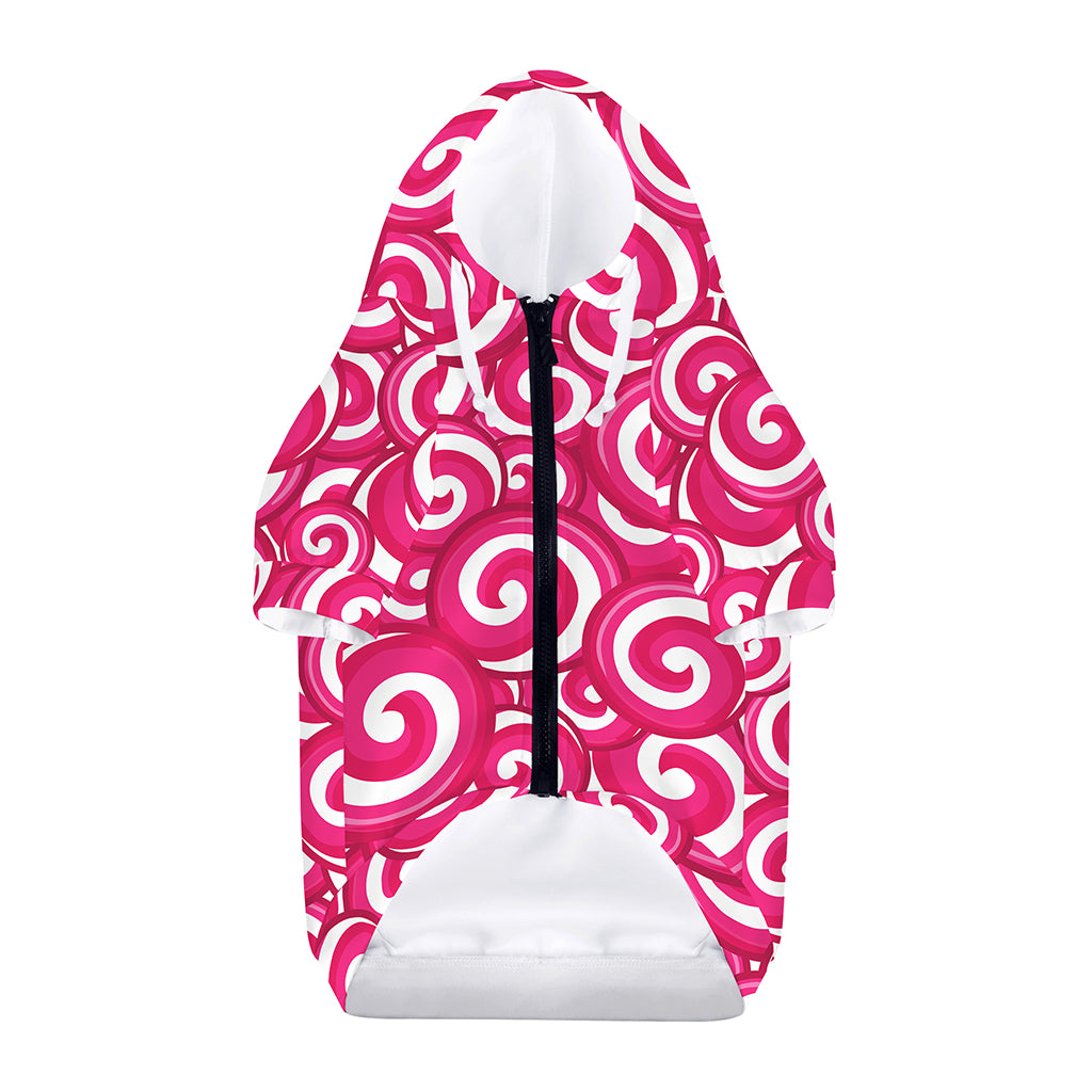 Pink Lollipop Candy Pattern Print Dog Zip Up Hoodie