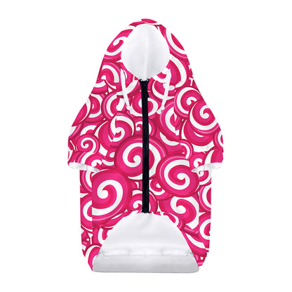 Pink Lollipop Candy Pattern Print Dog Zip Up Hoodie