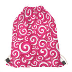 Pink Lollipop Candy Pattern Print Drawstring Bag