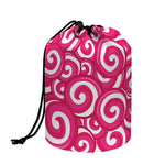 Pink Lollipop Candy Pattern Print Drawstring Makeup Bag