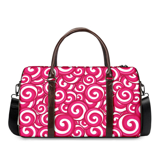 Pink Lollipop Candy Pattern Print Duffle Bag