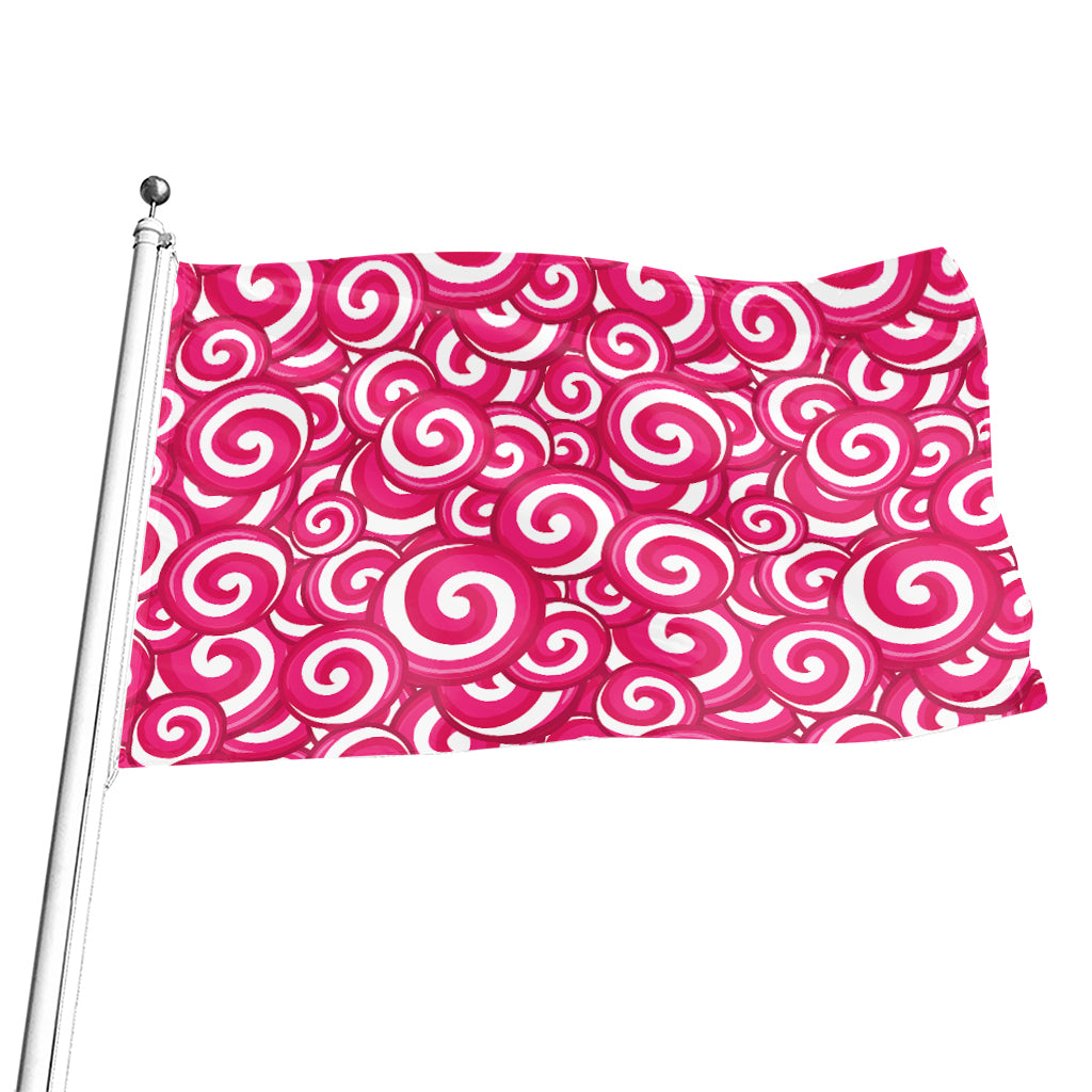 Pink Lollipop Candy Pattern Print Flag