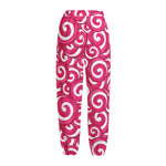 Pink Lollipop Candy Pattern Print Fleece Lined Knit Pants