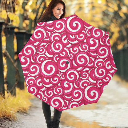 Pink Lollipop Candy Pattern Print Foldable Umbrella