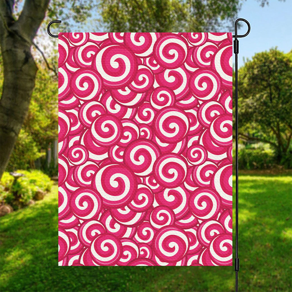 Pink Lollipop Candy Pattern Print Garden Flag