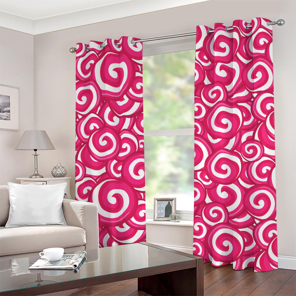 Pink Lollipop Candy Pattern Print Grommet Curtains