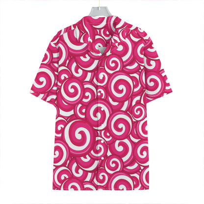 Pink Lollipop Candy Pattern Print Hawaiian Shirt