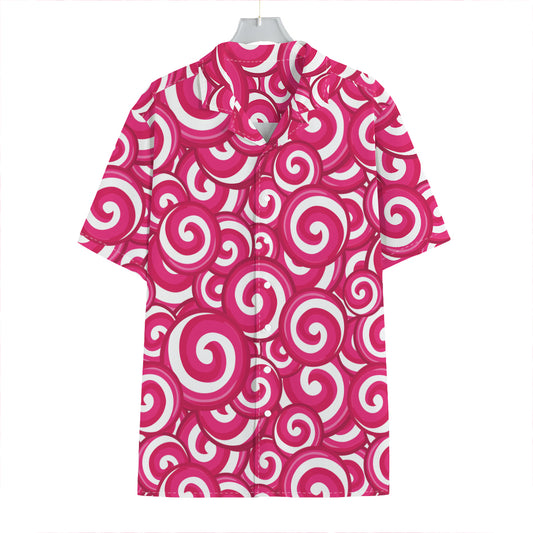 Pink Lollipop Candy Pattern Print Hawaiian Shirt