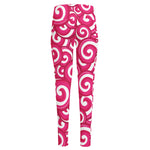 Pink Lollipop Candy Pattern Print High-Waisted Pocket Leggings