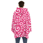 Pink Lollipop Candy Pattern Print Hoodie Blanket