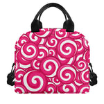 Pink Lollipop Candy Pattern Print Insulated Lunch Bag