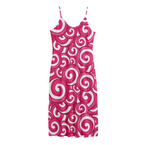 Pink Lollipop Candy Pattern Print Jersey Midi Cami Dress