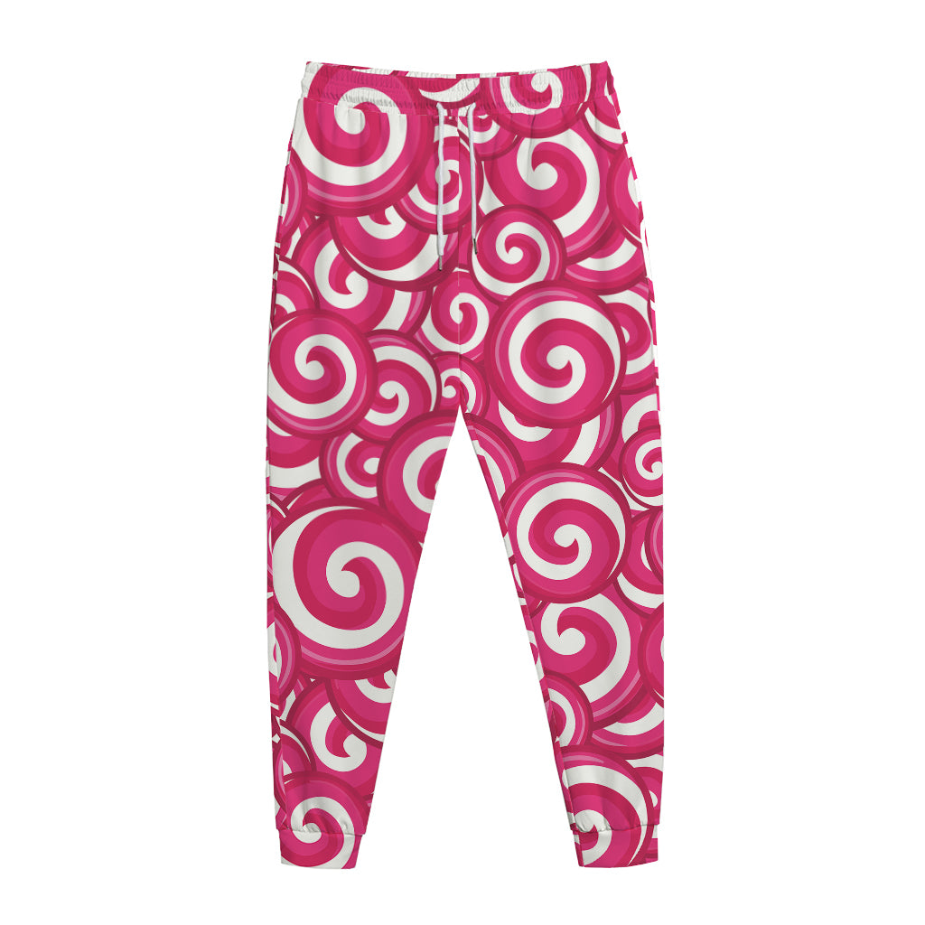 Pink Lollipop Candy Pattern Print Jogger Pants