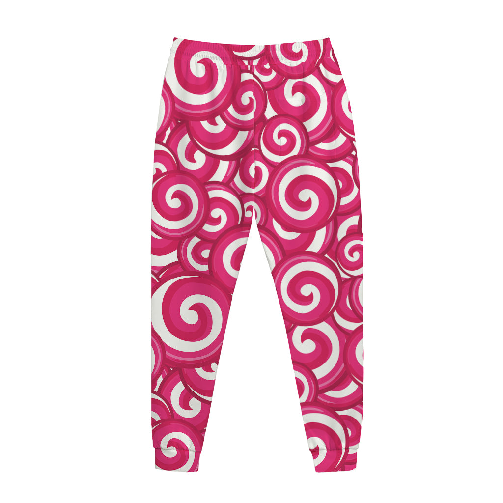 Pink Lollipop Candy Pattern Print Jogger Pants