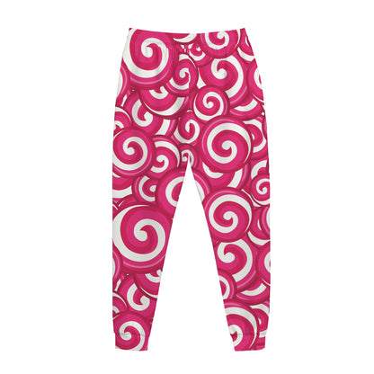 Pink Lollipop Candy Pattern Print Jogger Pants
