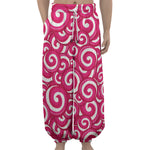 Pink Lollipop Candy Pattern Print Lantern Pants