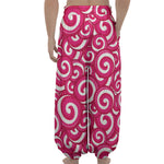 Pink Lollipop Candy Pattern Print Lantern Pants