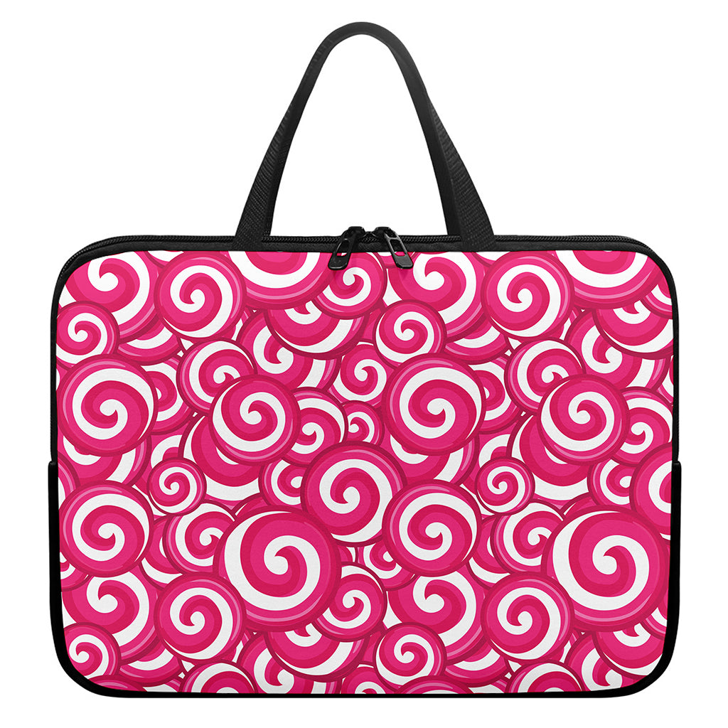 Pink Lollipop Candy Pattern Print Laptop Sleeve With Handle